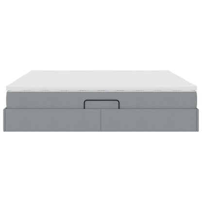 Letto con contenitore e materasso Grigio chiaro 200 x 200 cm