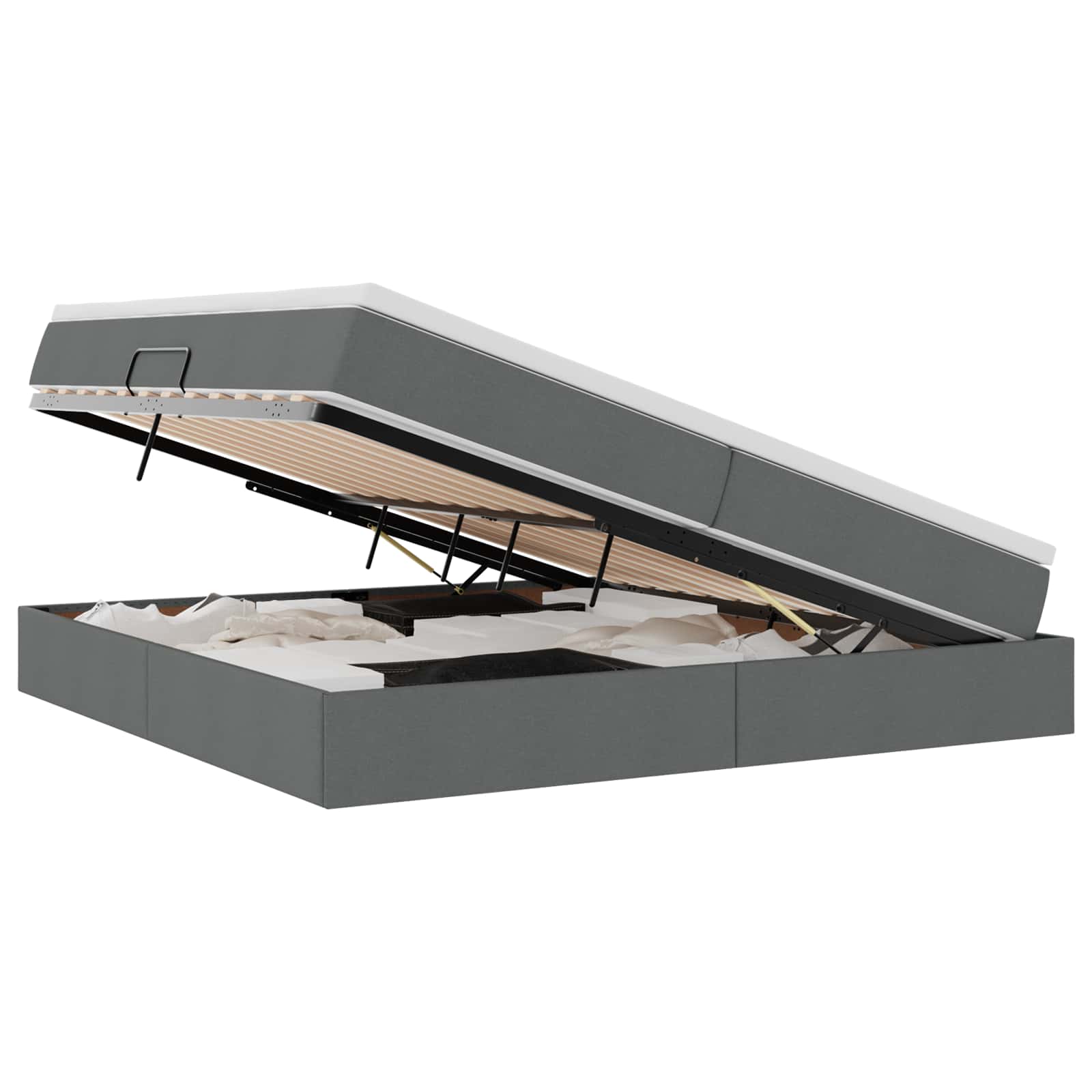 Letto con contenitore e materasso Grigio scuro 200 x 200 cm | homemem39
