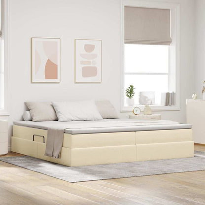 Letto con contenitore e materasso Crema 200 x 200 cm Poliestere | homemem39