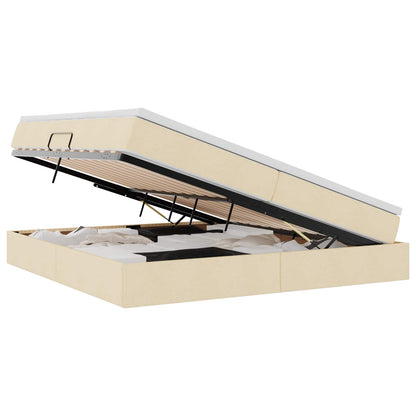 Letto con contenitore e materasso Crema 200 x 200 cm Poliestere | homemem39