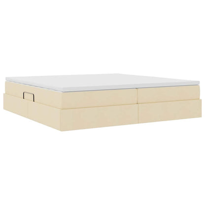 Letto con contenitore e materasso Crema 200 x 200 cm Poliestere | homemem39