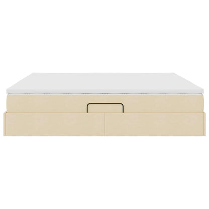 Letto con contenitore e materasso Crema 200 x 200 cm Poliestere | homemem39