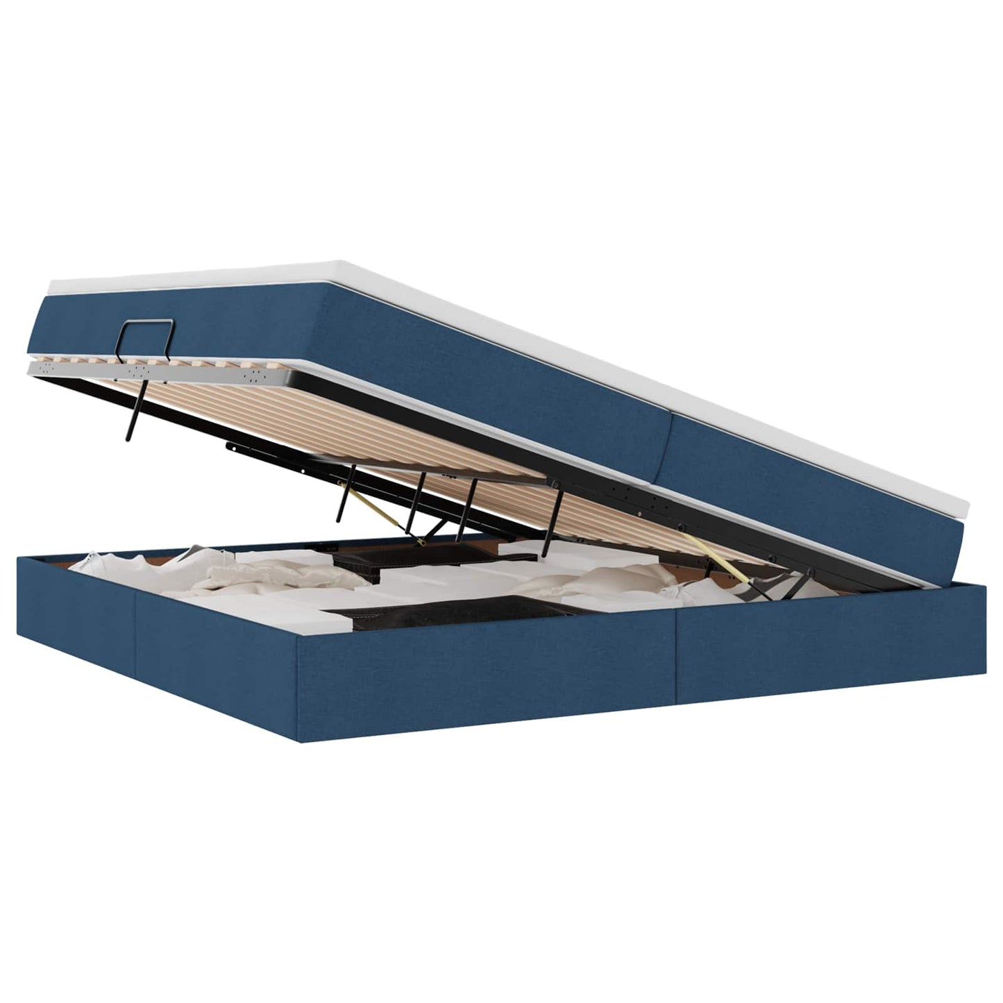 Letto con contenitore e materasso Blu 200 x 200 cm Poliestere | homemem39