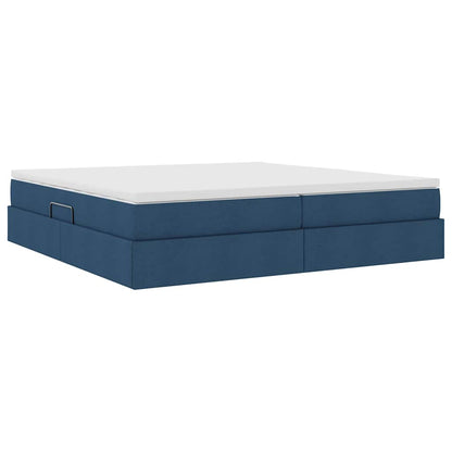 Letto con contenitore e materasso Blu 200 x 200 cm Poliestere | homemem39