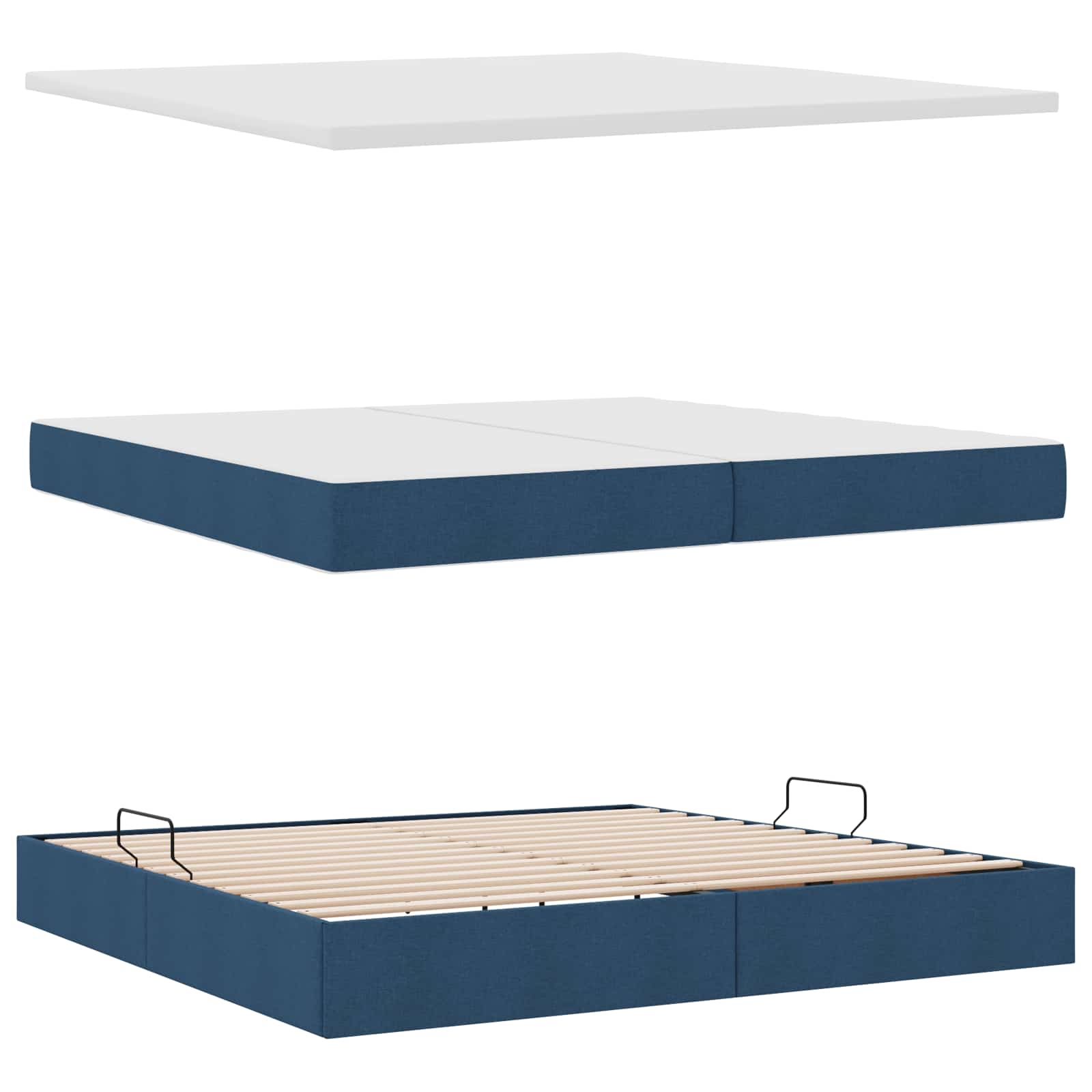 Letto con contenitore e materasso Blu 200 x 200 cm Poliestere | homemem39