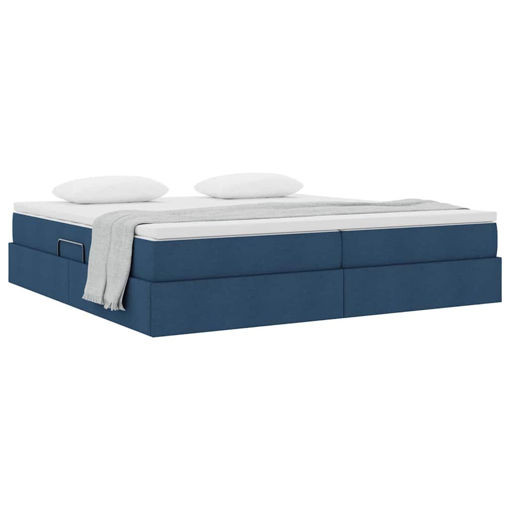 Letto con contenitore e materasso Blu 200 x 200 cm Poliestere