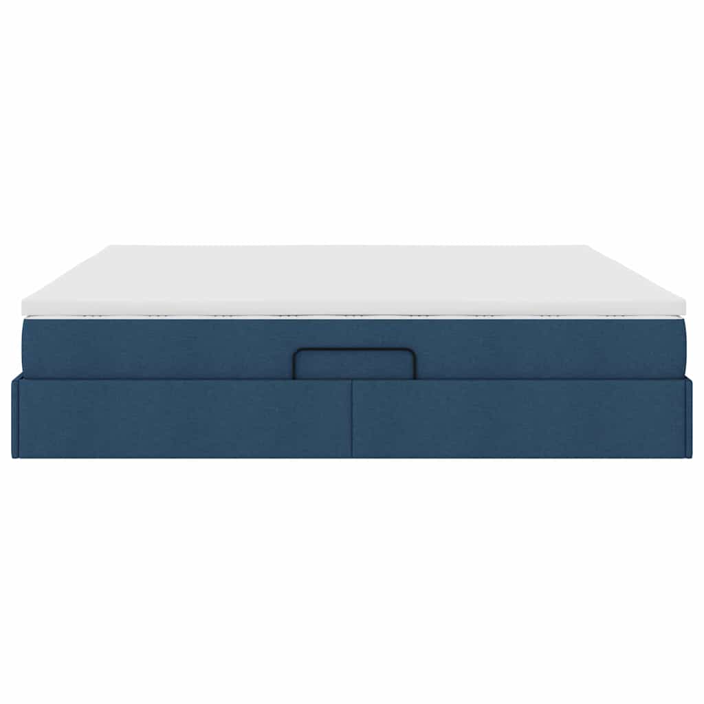 Letto con contenitore e materasso Blu 200 x 200 cm Poliestere | homemem39