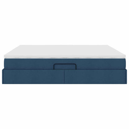 Letto con contenitore e materasso Blu 200 x 200 cm Poliestere | homemem39