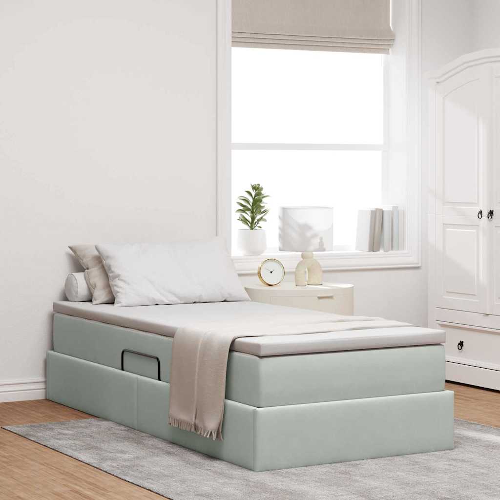 Letto con contenitore e materasso Grigio chiaro 90 x 190 cm | homemem39
