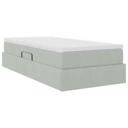 Letto con contenitore e materasso Grigio chiaro 90 x 190 cm