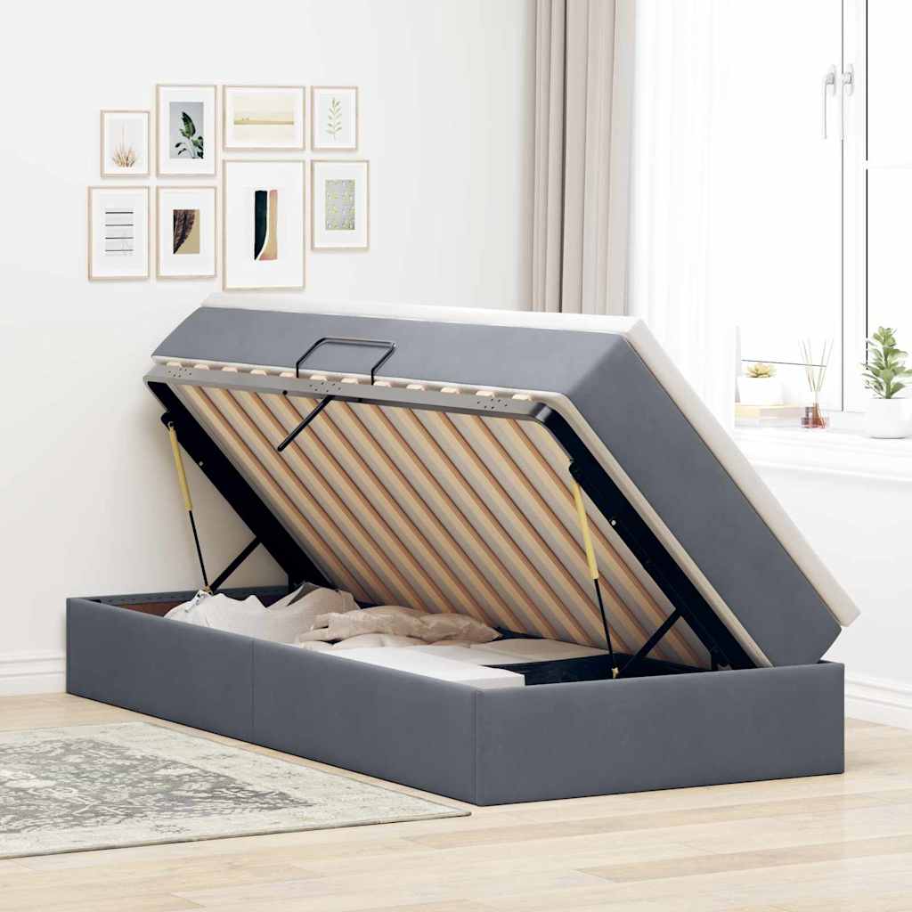 Letto con contenitore e materasso Grigio scuro 90 x 190 cm | homemem39