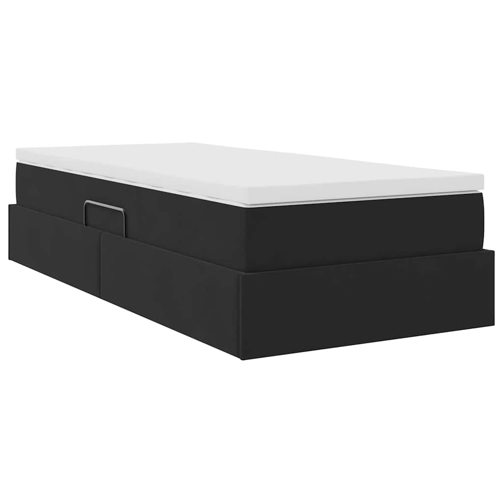 Letto con contenitore e materasso Nero 90 x 190 cm Velluto | homemem39