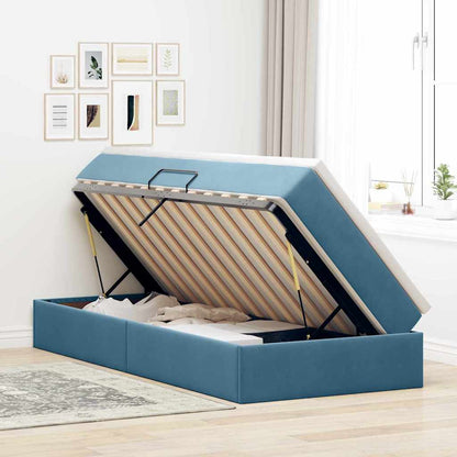 Letto con contenitore e materasso Blu Scuro 90 x 190 cm Velluto | homemem39