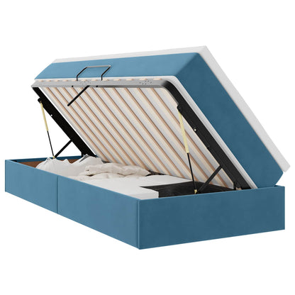 Letto con contenitore e materasso Blu Scuro 90 x 190 cm Velluto | homemem39