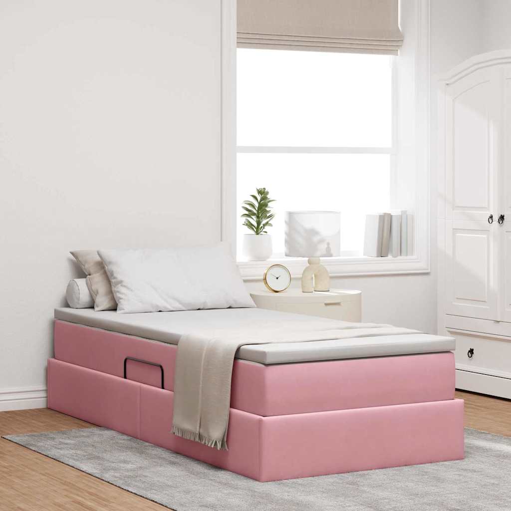 Letto con contenitore e materasso Rosa 90 x 190 cm Velluto | homemem39