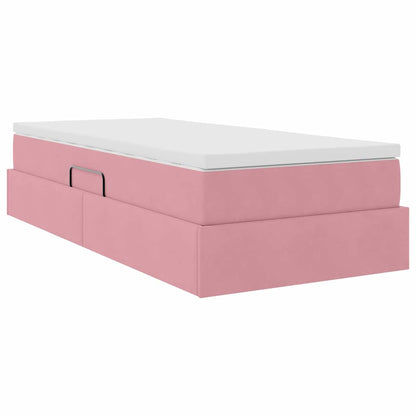 Letto con contenitore e materasso Rosa 90 x 190 cm Velluto | homemem39