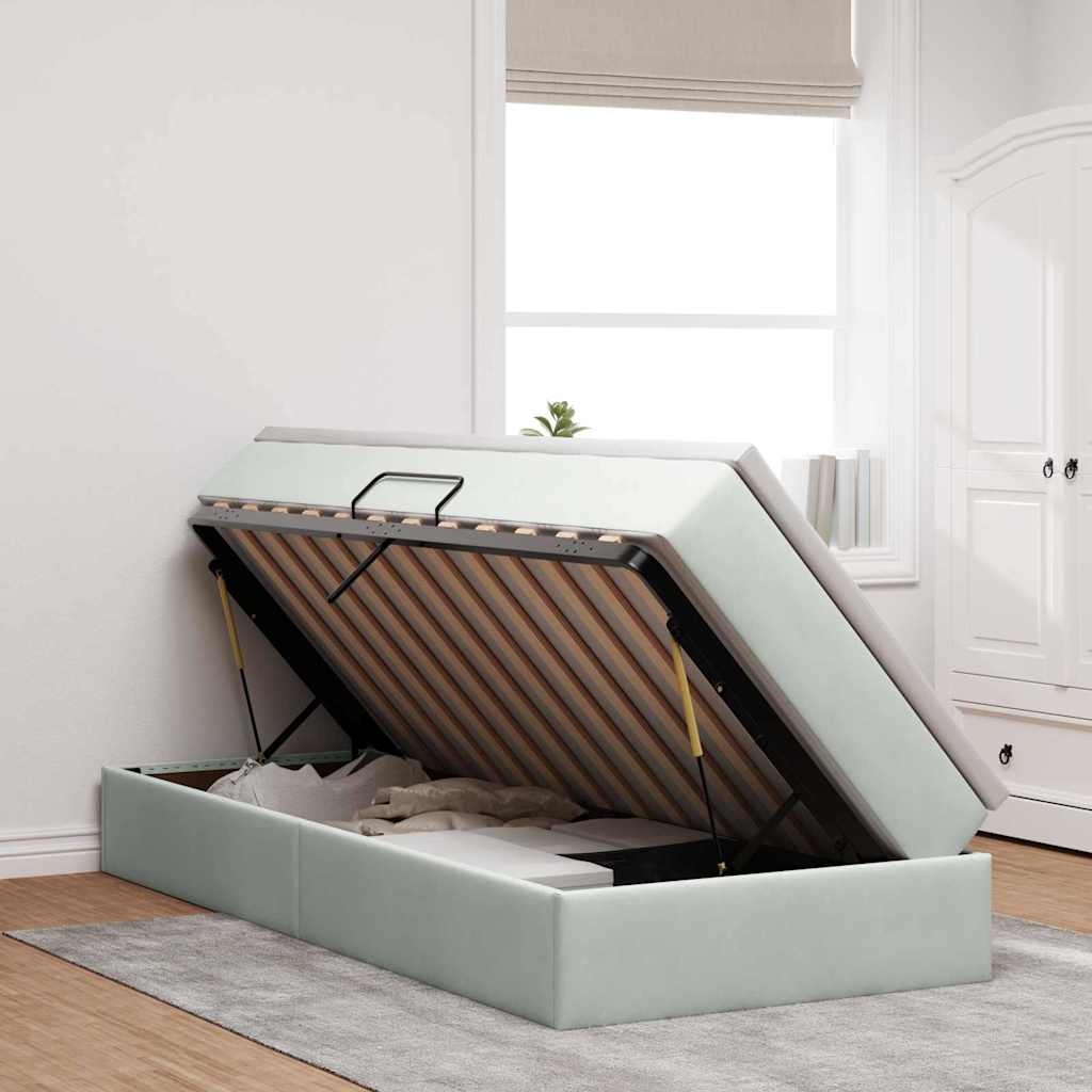 Letto con contenitore e materasso Grigio chiaro 90 x 200 cm | homemem39