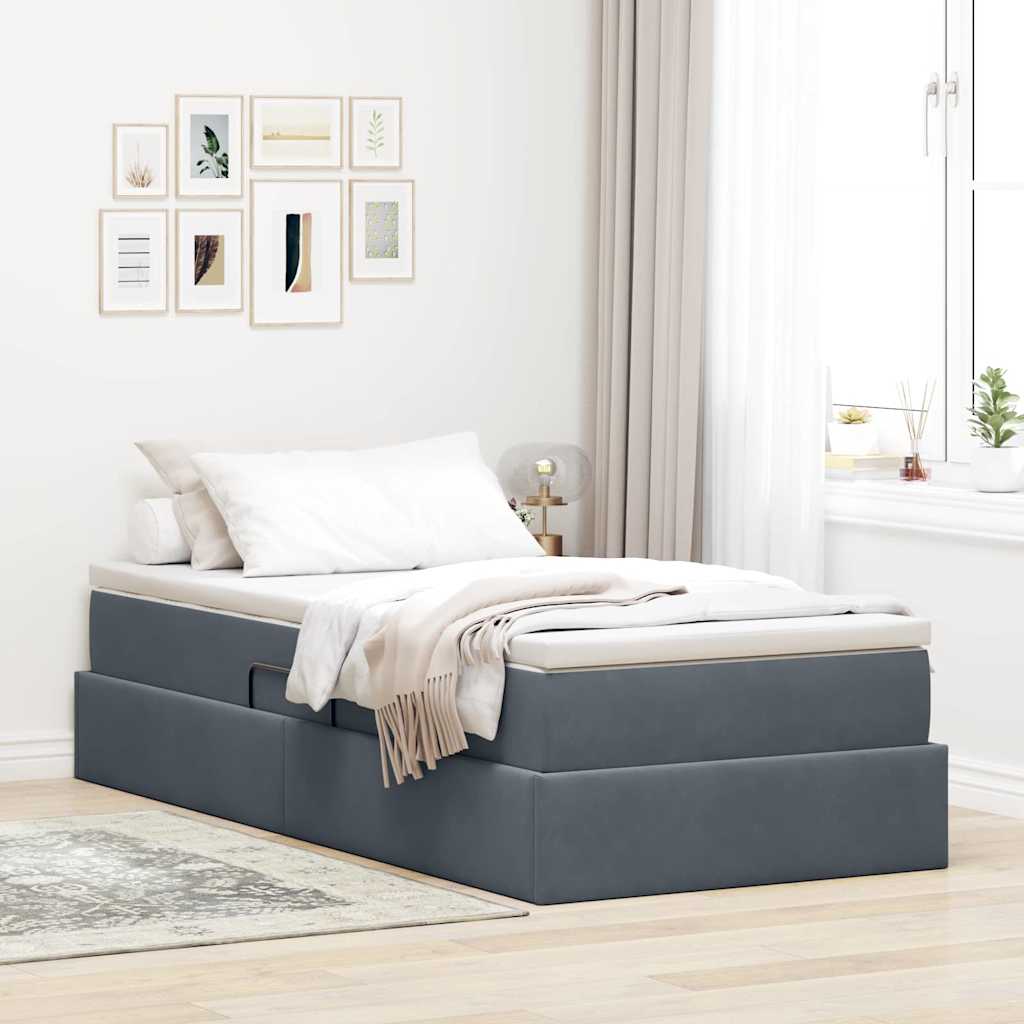 Letto con contenitore e materasso Grigio scuro 90 x 200 cm | homemem39