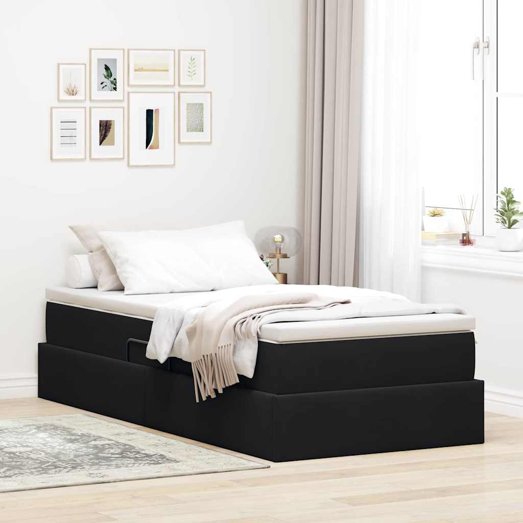 Letto con contenitore e materasso Nero 90 x 200 cm Velluto | homemem39