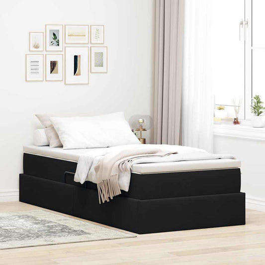 Letto con contenitore e materasso Nero 90 x 200 cm Velluto | homemem39