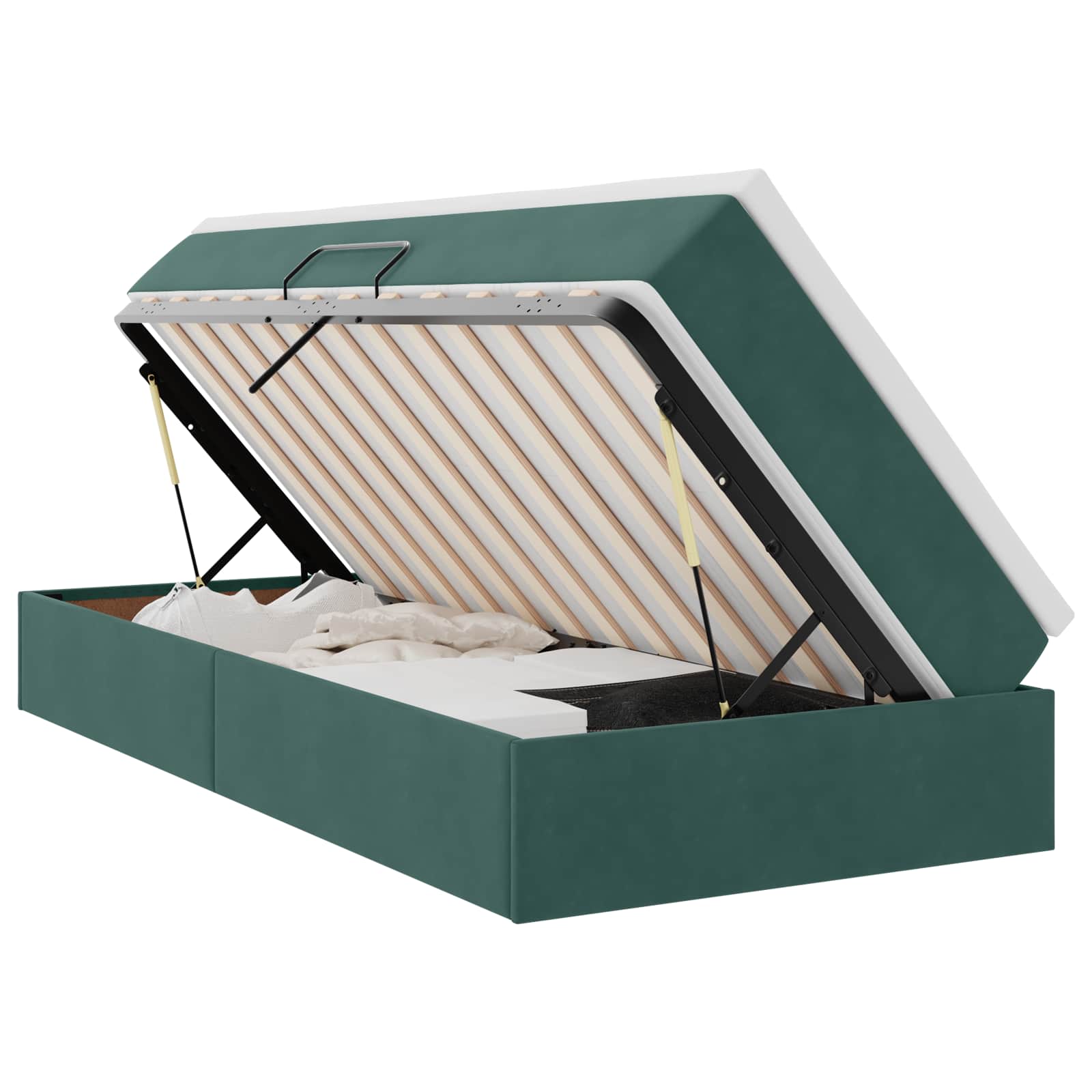 Letto con contenitore e materasso Verde Scuro 90 x 200 cm | homemem39