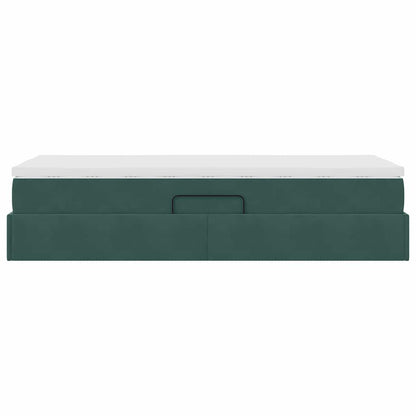 Letto con contenitore e materasso Verde Scuro 90 x 200 cm | homemem39