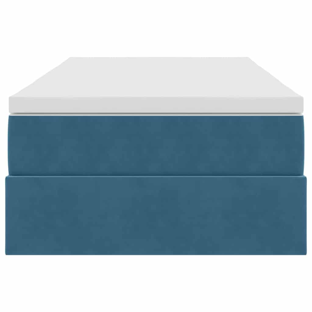 Letto con contenitore e materasso Blu Scuro 90 x 200 cm Velluto