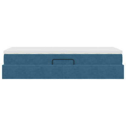 Letto con contenitore e materasso Blu Scuro 90 x 200 cm Velluto | homemem39
