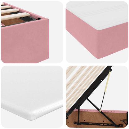 Letto con contenitore e materasso Rosa 90 x 200 cm Velluto