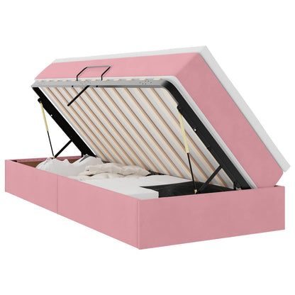 Letto con contenitore e materasso Rosa 90 x 200 cm Velluto | homemem39
