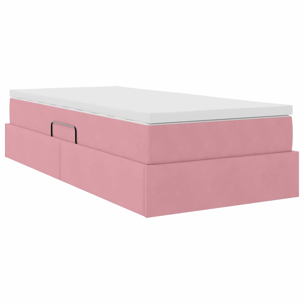 Letto con contenitore e materasso Rosa 90 x 200 cm Velluto | homemem39