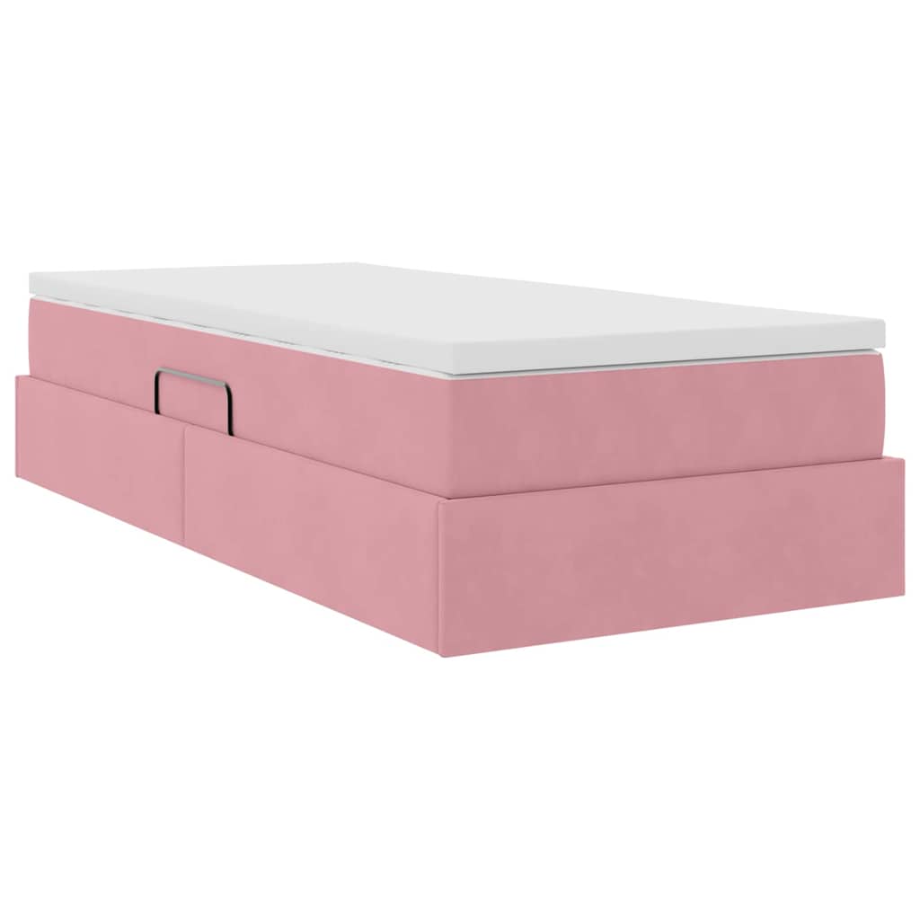 Letto con contenitore e materasso Rosa 90 x 200 cm Velluto | homemem39
