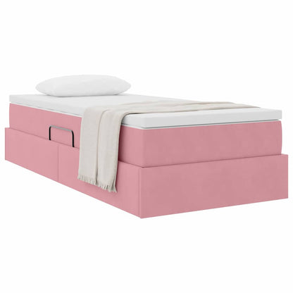 Letto con contenitore e materasso Rosa 90 x 200 cm Velluto | homemem39