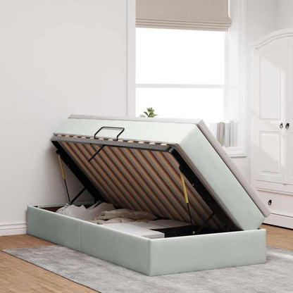 Letto con contenitore e materasso Grigio chiaro 100 x 200 cm