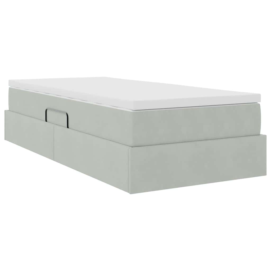 Letto con contenitore e materasso Grigio chiaro 100 x 200 cm