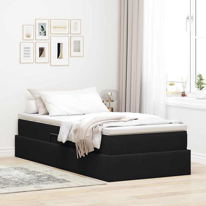 Letto con contenitore e materasso Nero 100 x 200 cm Velluto