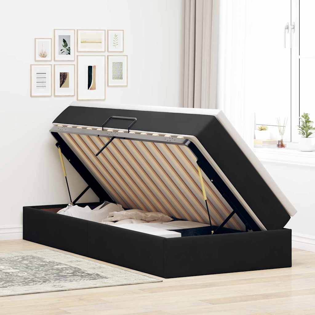 Letto con contenitore e materasso Nero 100 x 200 cm Velluto | homemem39