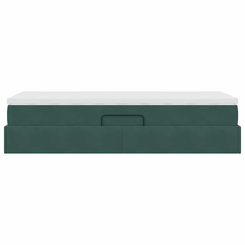 Letto con contenitore e materasso Verde Scuro 100 x 200 cm