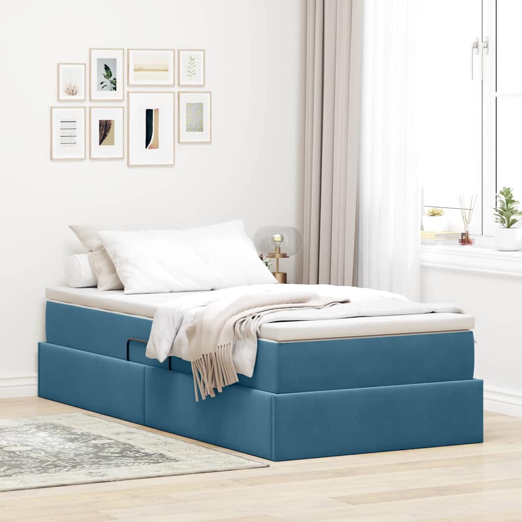 Letto con contenitore e materasso Blu Scuro 100 x 200 cm | homemem39