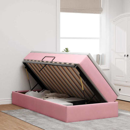 Letto con contenitore e materasso Rosa 100 x 200 cm Velluto | homemem39