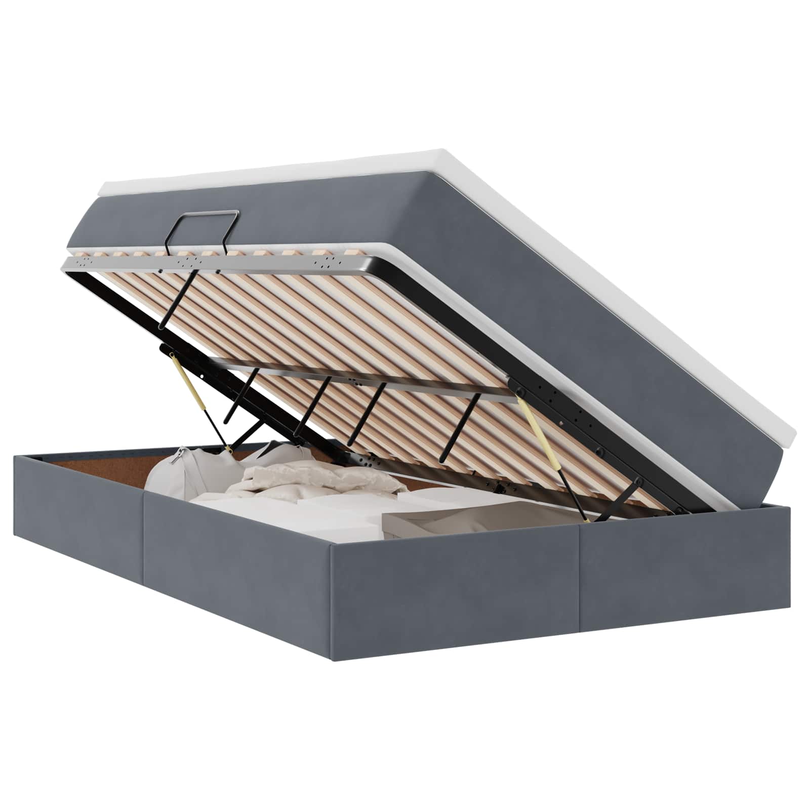 Letto con contenitore e materasso Grigio scuro 120 x 190 cm | homemem39