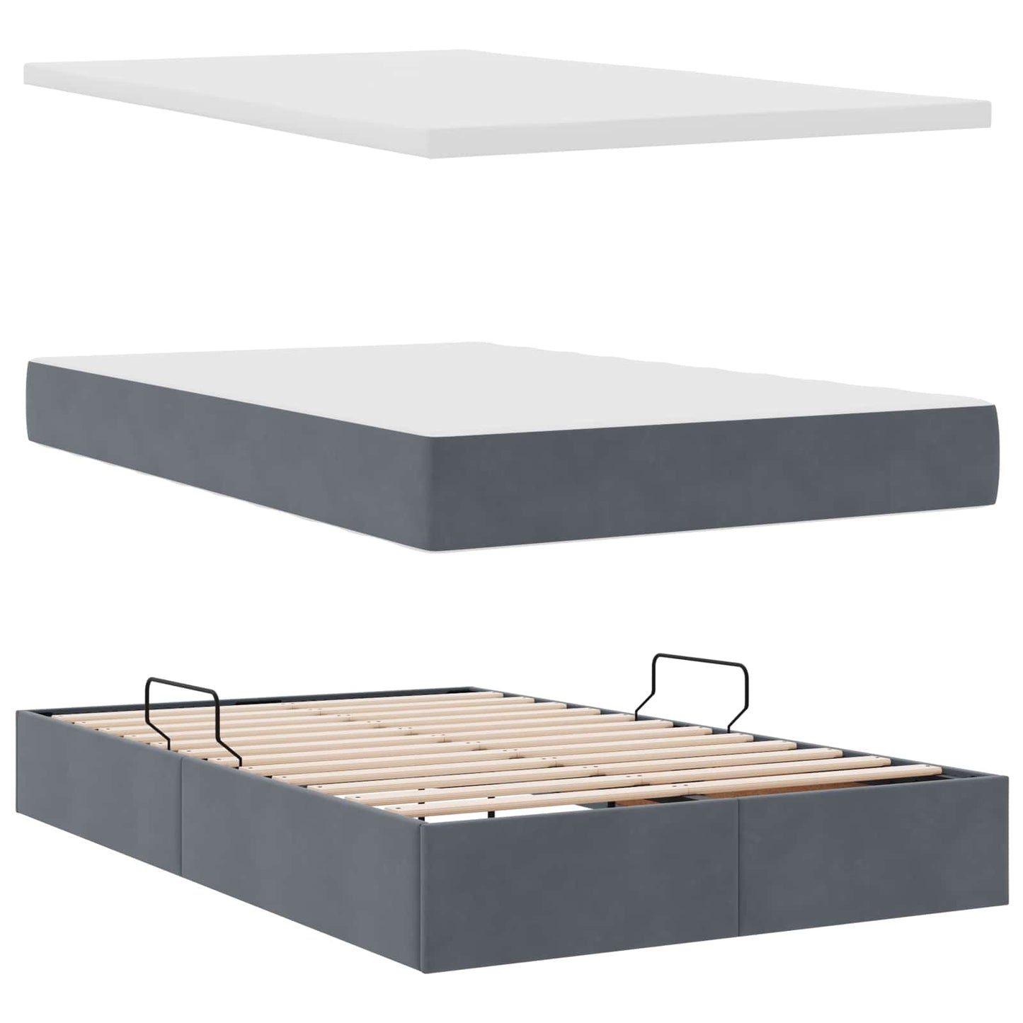 Letto con contenitore e materasso Grigio scuro 120 x 190 cm | homemem39