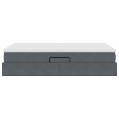 Letto con contenitore e materasso Grigio scuro 120 x 190 cm