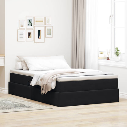 Letto con contenitore e materasso Nero 120 x 190 cm Velluto | homemem39