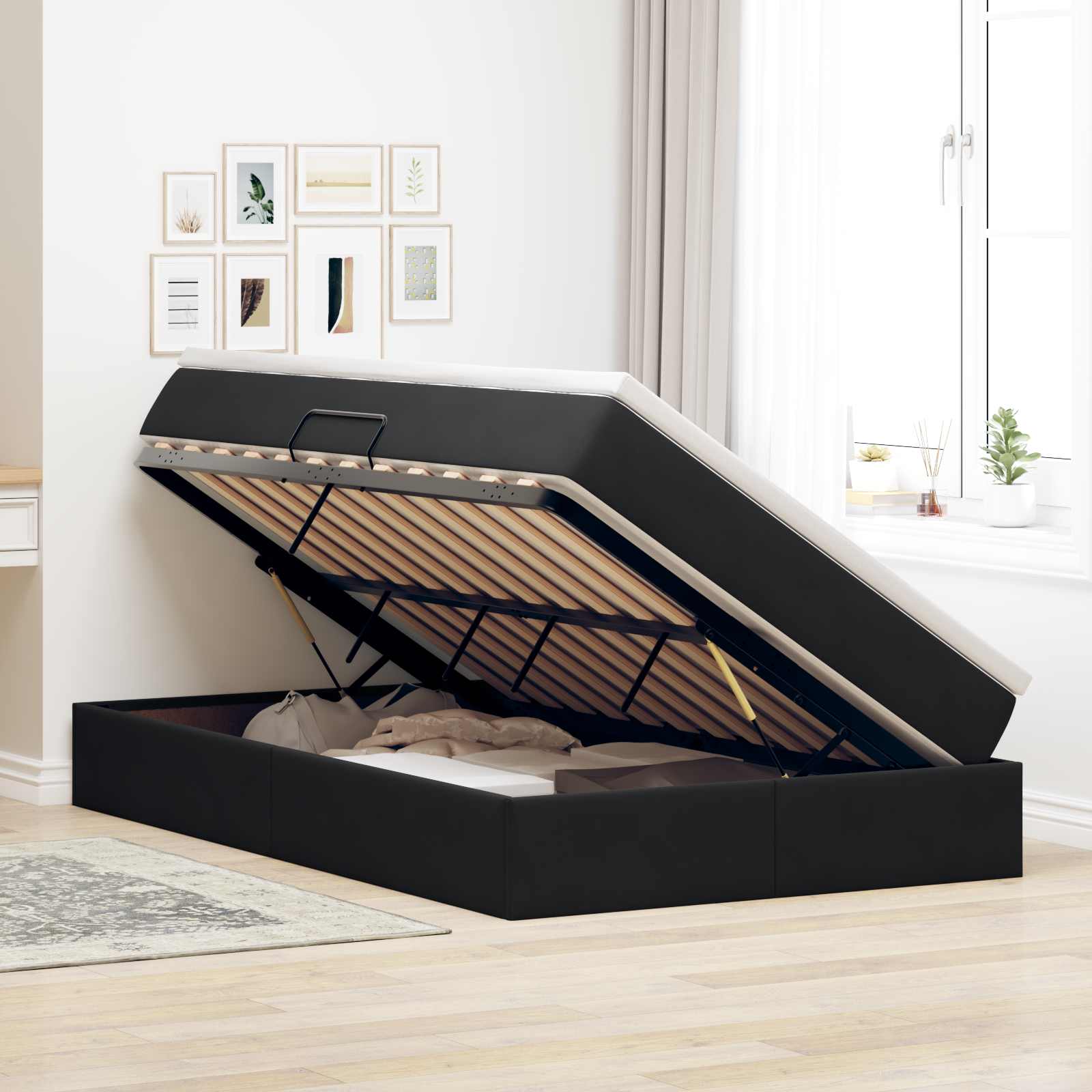 Letto con contenitore e materasso Nero 120 x 190 cm Velluto | homemem39