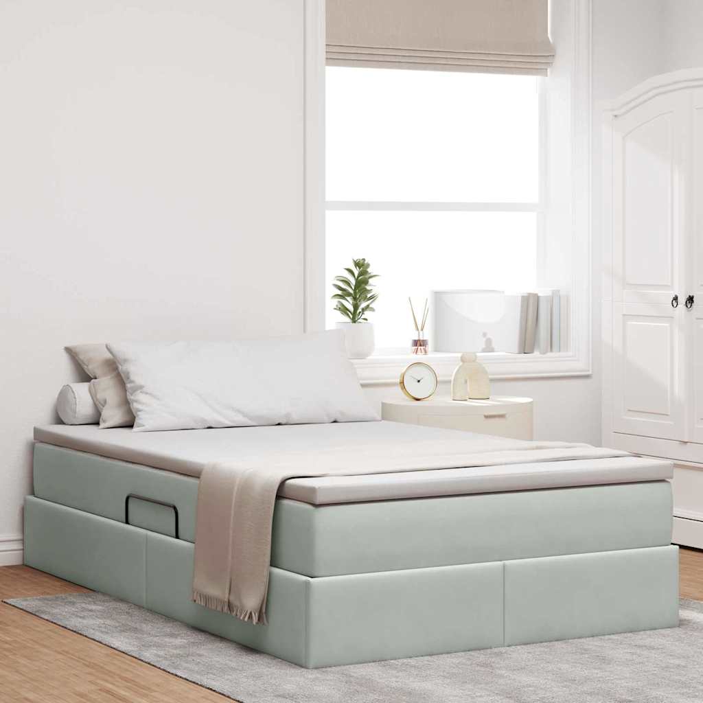 Letto con contenitore e materasso Grigio chiaro 120 x 200 cm | homemem39