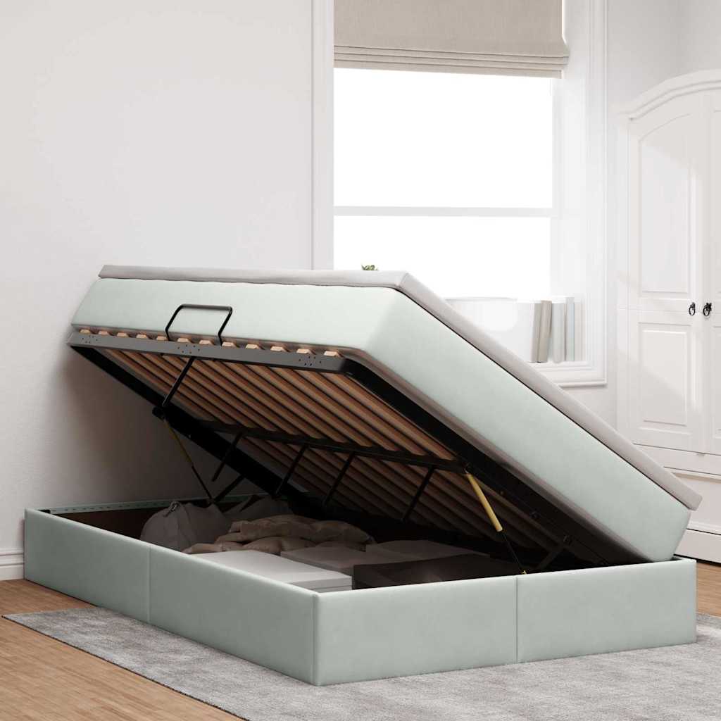 Letto con contenitore e materasso Grigio chiaro 120 x 200 cm | homemem39