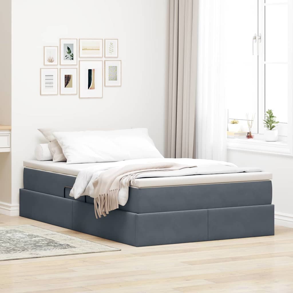 Letto con contenitore e materasso Grigio scuro 120 x 200 cm | homemem39