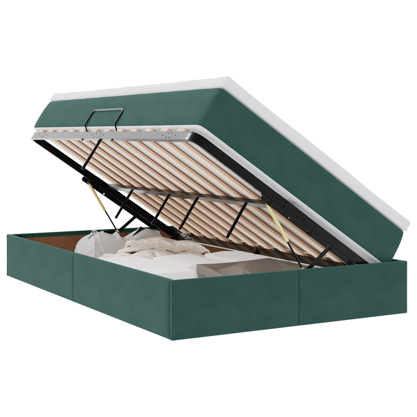 Letto con contenitore e materasso Verde Scuro 120 x 200 cm | homemem39