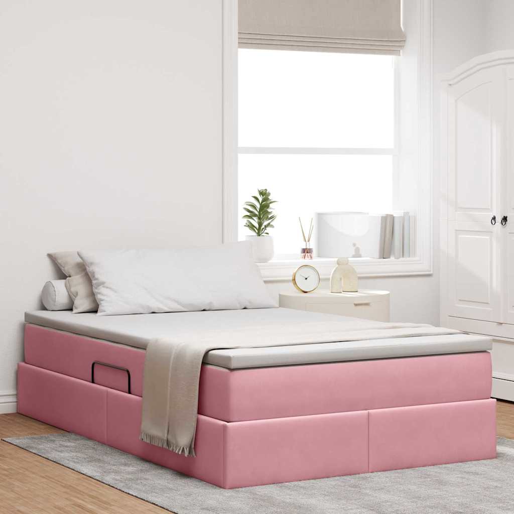 Letto con contenitore e materasso Rosa 120 x 200 cm Velluto | homemem39